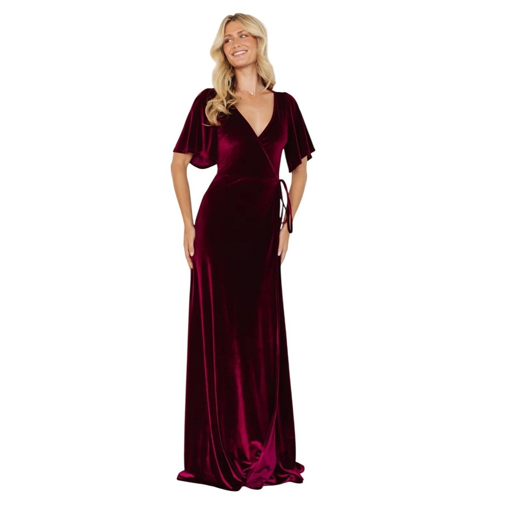 Baltic Born Meghan Velvet Wrap Maxi Dress Wine Burgundy Holiday Wedding XL